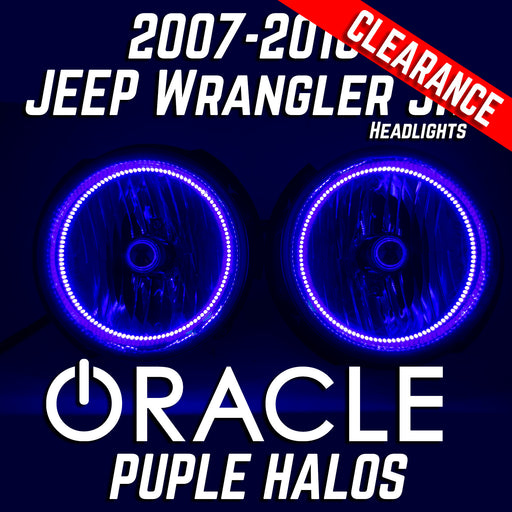 2007-16 Jeep Wrangler JK Headlights - ORACLE Purple/UV SMD Halos Pre-Installed