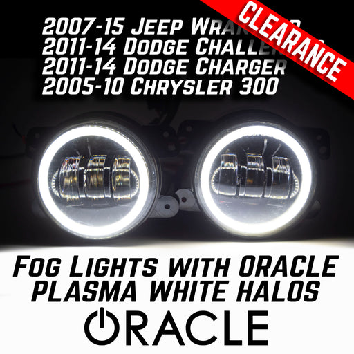 Jeep Wrangler Dodge Chrysler LED Hi-Power Fog Lights + ORACLE White Plasma Halos