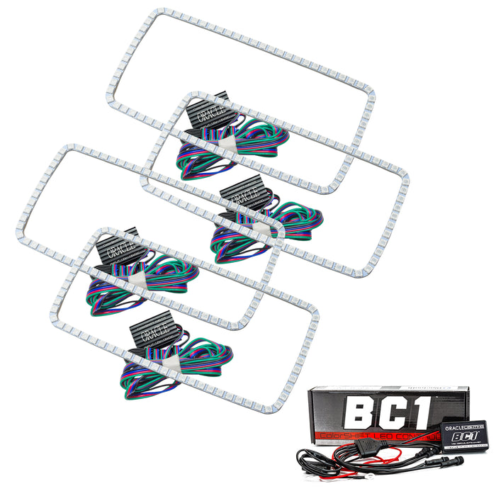 2007-2013 GMC Sierra LED Headlight Halo Kit (Square Style) with BC1 Controller.