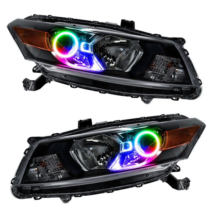 Honda Accord Coupe headlights with ColorSHIFT LED halo rings.