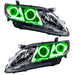 2007-2009 Toyota Camry Pre-Assembled Halo Headlights with green LED halo rings.