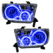 2007-2013 Toyota Tundra Pre-Assembled Halo Headlights - Chrome Housing with blue LED halo rings.
