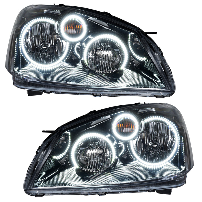 2005-2006 Nissan Altima Pre-Assembled Headlights with white LED halo rings.