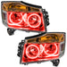 Nissan Armada headlights with red LED halo rings.