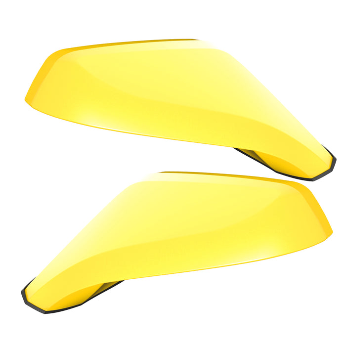  2010-2015 Chevrolet Camaro Concept Side Mirrors with bright yellow paint and ghost lenses.
