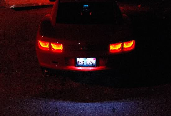Rear view of a Chevrolet Camaro with Afterburner Tail Light halos installed.