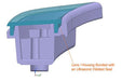 Diagram of Sidemarkers showing the lens and housing bonded with an ultrasonic welded seal.