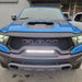 Front view of a RAM TRX with Front Bumper Flush LED Light Bar System installed with white LEDs.