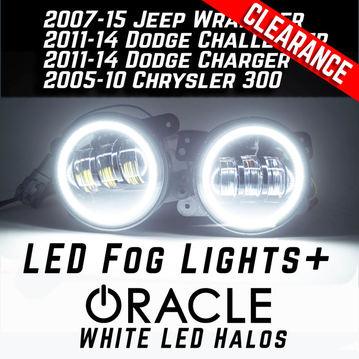 Jeep Wrangler Dodge Mopar LED Hi-Power Fog Lights + ORACLE White LED Halos
