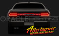 Rear end of a Dodge Challenger with Afterburner LED Tail Light Halo Kit installed.