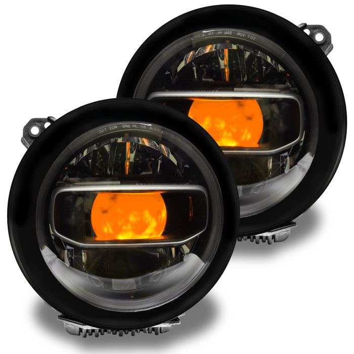 Wrangler JL headlights with orange demon eye projectors