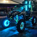 Three quarters view of a Can-Am with two Off-Road 4ft ColorSHIFT LED Whips installed on the rear end.