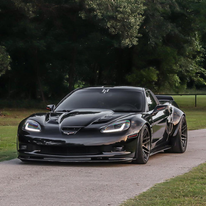 Black corvette outdoors
