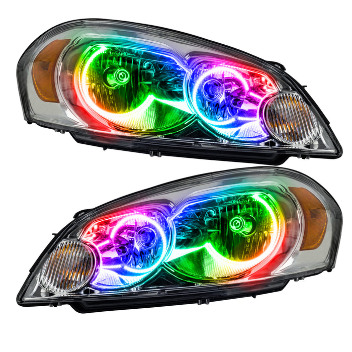 Chevrolet Impala headlights with ColorSHIFT LED halo rings.