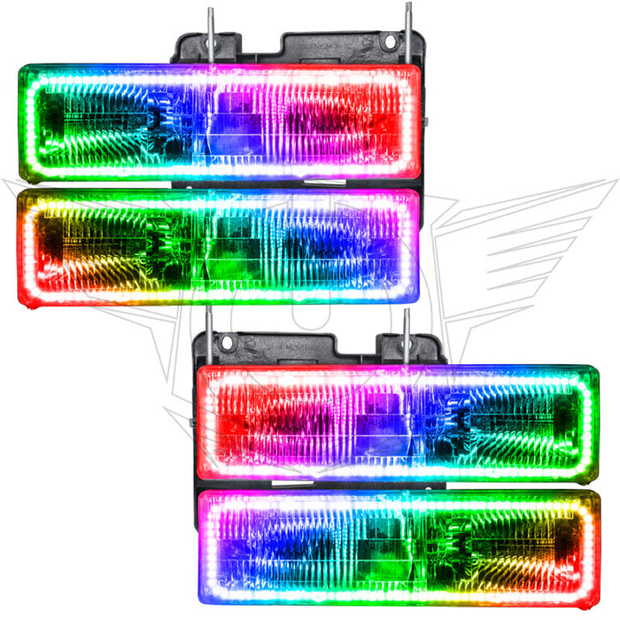 1988-2002 Chevrolet C10 Pre-Assembled Halo Headlights with ColorSHIFT LED halos.