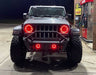 Front of a Jeep with ColorSHIFT Oculus Headlights installed.