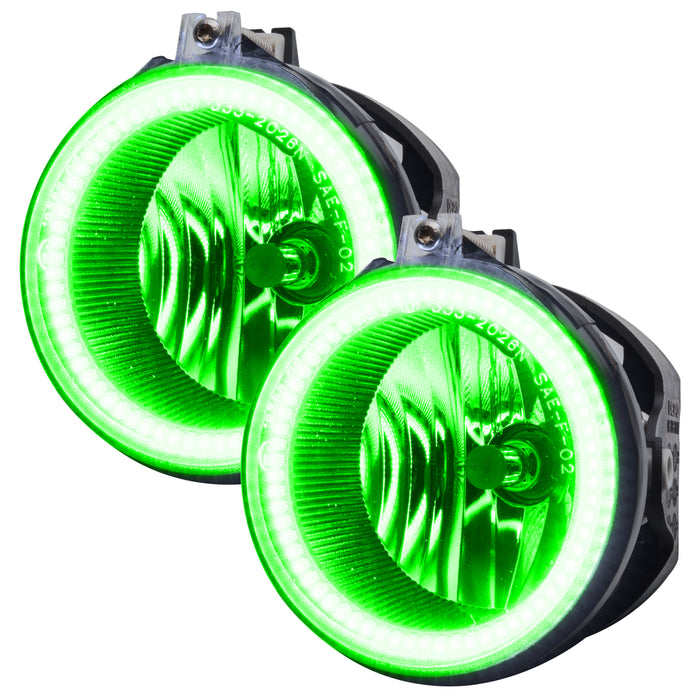 Chrysler 300C fog lights with green LED halo rings.