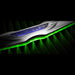 Close-up of Gen II Chrysler Illuminated LED Rear Wing Emblem with green LEDs.