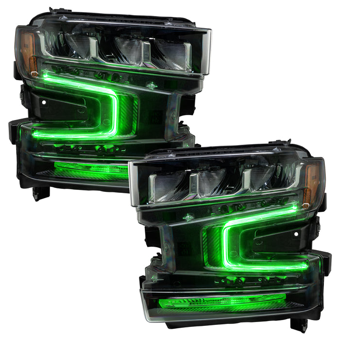 Chevy silverado headlights with green DRL