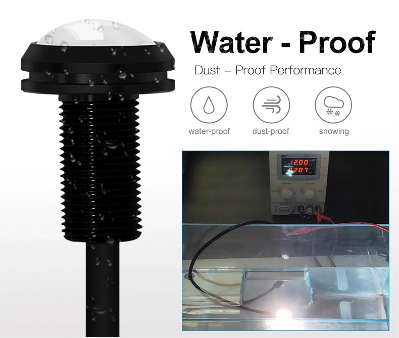 Rock light submerged in water and waterproof features
