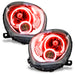 Mini Cooper Countryman headlights with red halo rings.