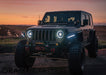 Three quarters view of a Jeep with multiple aftermarket lighting products installed, including Oculus Headlights.