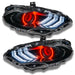 Ford Mustang headlights with red LED halos.