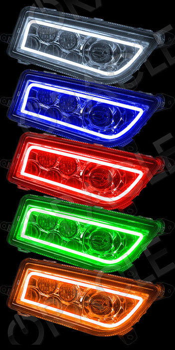 Grid view of Polaris RZR headlights showing different color halos.