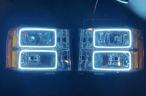 2007-2013 GMC Sierra Headlight Set with White LED Halos