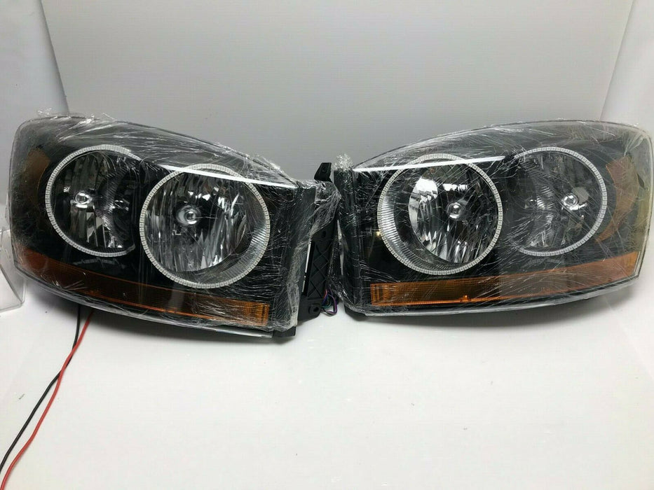 ORACLE 2006-08 Dodge Ram Black Headlights with ColorSHIFT LED Halos - 7033-334 - CLEARANCE