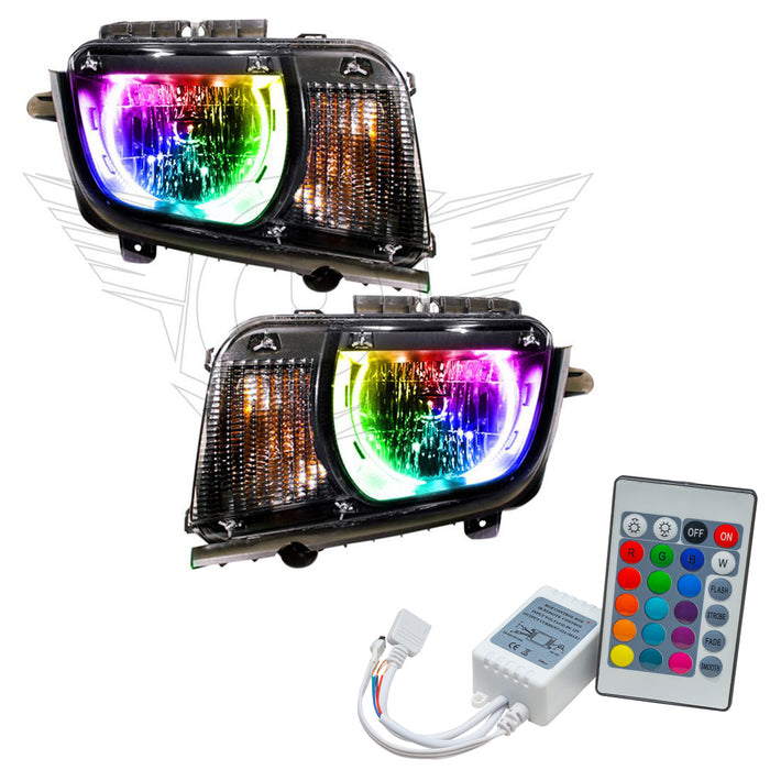 2010-2013 Chevrolet Camaro Non RS Pre-Assembled Halo Headlights with Simple Controller.