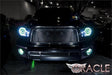 Front end of a Toyota Tundra with LED headlight halo rings installed.